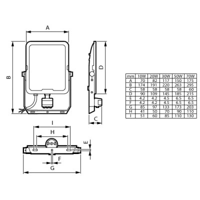 LED Āra prožektors ar sensoru 10W, 1100-1200lm, Silti - nietrāli - auksti balta, IP65, IK07